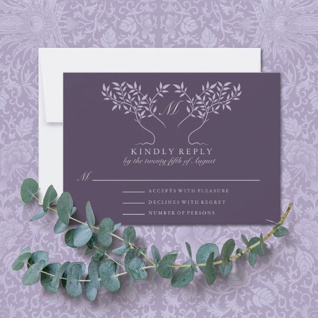 Eggplant Tree of Life Wedding RSVP Card (Creator Uploaded)
