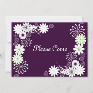 Eggplant & White Floral Bridal Shower Invitation