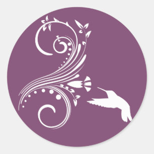 Eggplant & White Hummingbird Envelope Sticker Seal