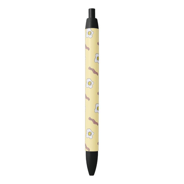 Eggs and Bacon Breakfast Foodie Funny Pattern Black Ink Pen (Front Vertical)