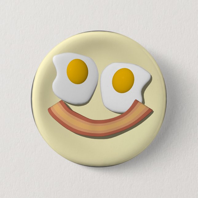 Eggs and bacon face . 6 cm round badge (Front)