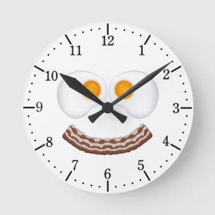Eggs and Bacon Grin Round Clock