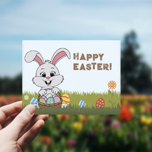Eggs and Bunny - Happy Easter  Postcard