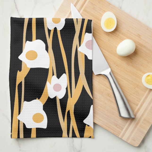 Eggs and Noodles Dinner Pattern   Tea Towel (Quarter Fold)