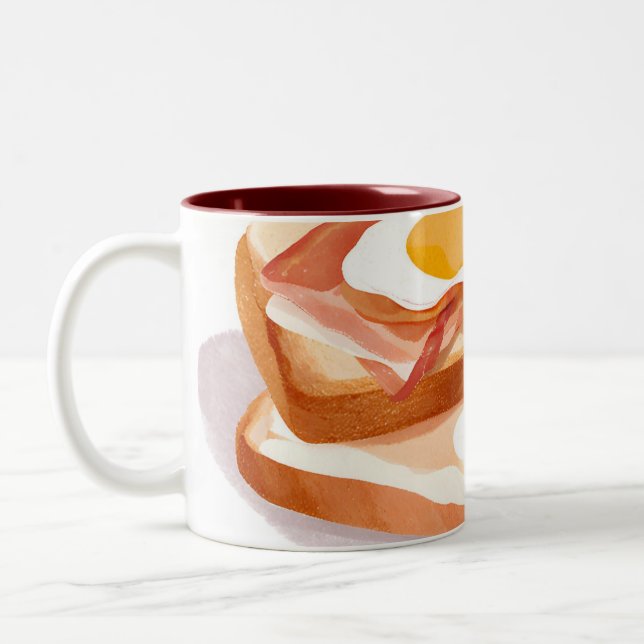 Eggs bacon and toast Two-Tone coffee mug (Left)