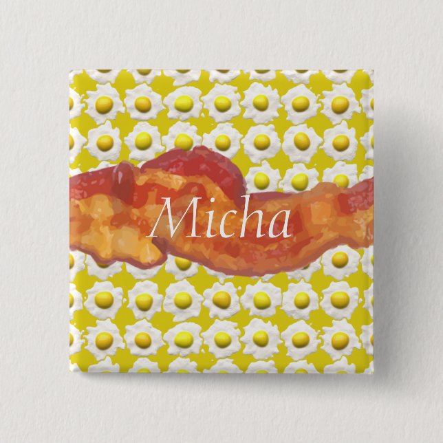 Eggs & Bacon Breakfast Monogram 15 Cm Square Badge (Front)