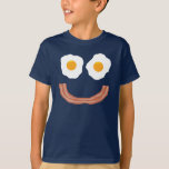 Eggs Bacon T-Shirt<br><div class="desc">A faced breakfast! This happy face is made of two eggs (sunny side up,  please) and a curved piece of bacon. A funny graphic t-shirt to show your love of breakfast!</div>