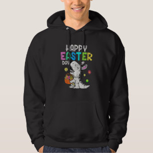 Eggs Basket Bunny T Rex Dinosaur Happy Easter Day Hoodie