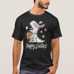 Eggs Basket Bunny T Rex Dinosaur Happy Easter Day T-Shirt