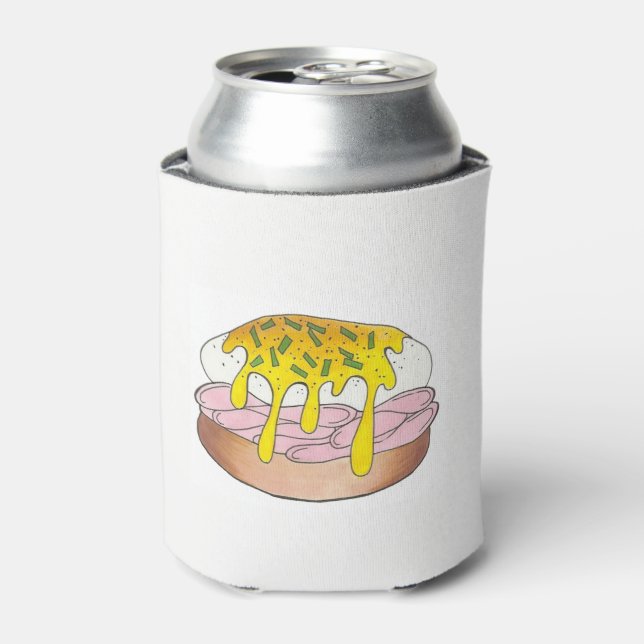 Eggs Benedict Breakfast Diner Food Foodie Ham Can Cooler (Can Front)