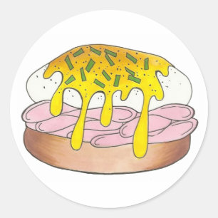 Eggs Benedict Diner Breakfast Food Egg Foodie Classic Round Sticker
