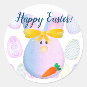 Eggs & Bunnies Ready for Easter Classic Round Sticker