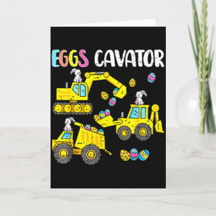Eggs Cavator Construction Vehicle Bunny Happy East Card