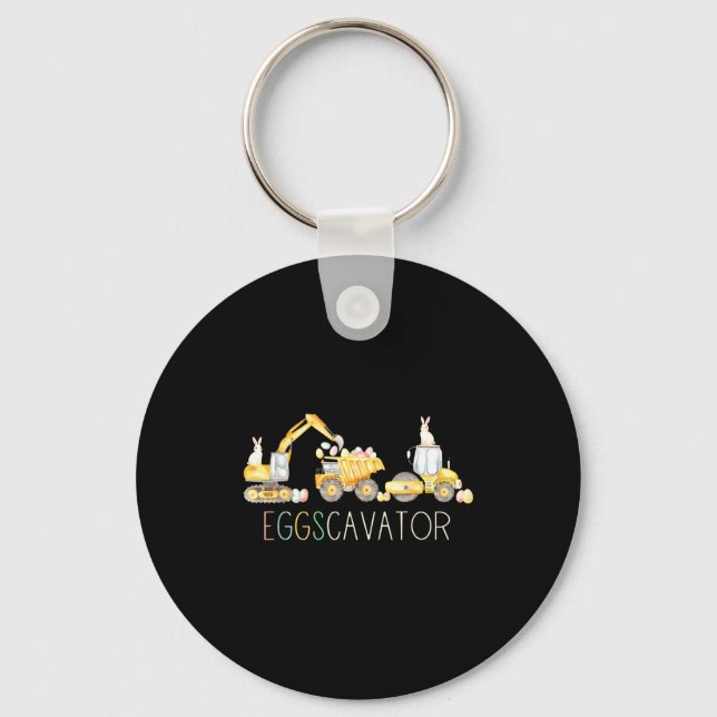 Eggs Cavator Construction Vehicle Happy Easter Day Key Ring (Front)