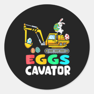 Eggs-cavator Easter Bunny Excavator Boys Easter Ki Classic Round Sticker
