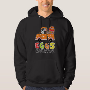 Eggs Cavator Easter Bunny Excavator Cute Boys Kids Hoodie