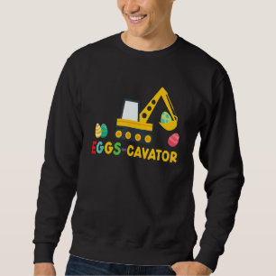 Eggs Cavator Easter Bunny Excavator Cute Boys Kids Sweatshirt