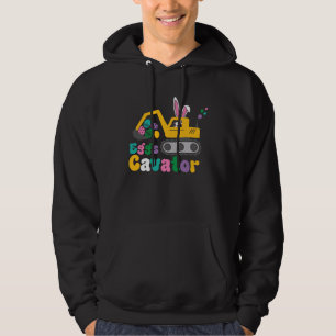Eggs Cavator Easter Bunny Excavator Cute Hunting E Hoodie