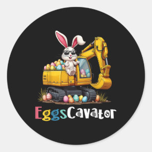 Eggs-cavator Easter Bunny Excavator Toddler Boys E Classic Round Sticker