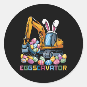 Eggs-cavator Easter Bunny Excavator Toddler Boys E Classic Round Sticker