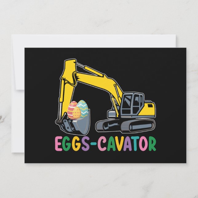 Eggs Cavator Easter Egg Hunt Excavator Invitation (Front)