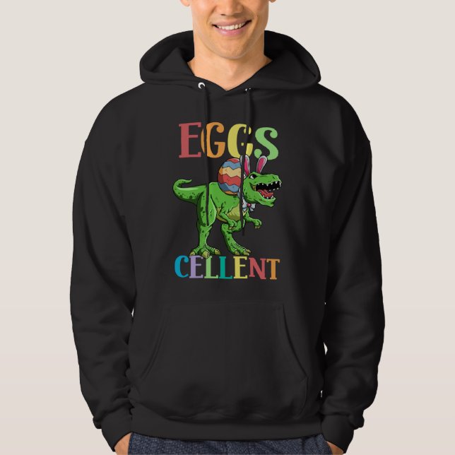 Eggs Cellent Easter Rex Dinosaur Bunny Kids Dino B Hoodie (Front)