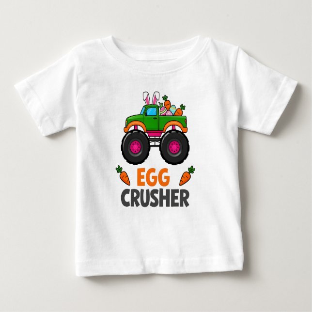 Eggs Crusher Monster Truck Baby T-Shirt (Front)