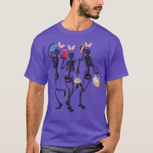Eggs Easter Day Skeletons Dancing Bunny Ear T-Shirt