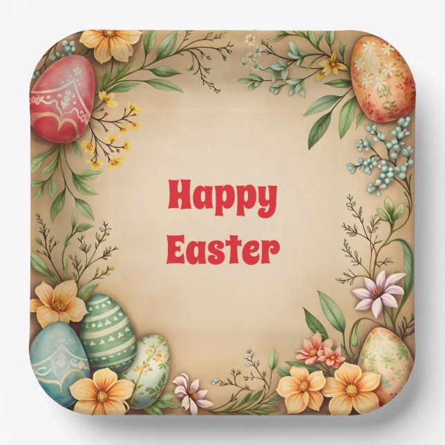 Eggs Easter Vintage Trendy Collection Paper Plate (Front)
