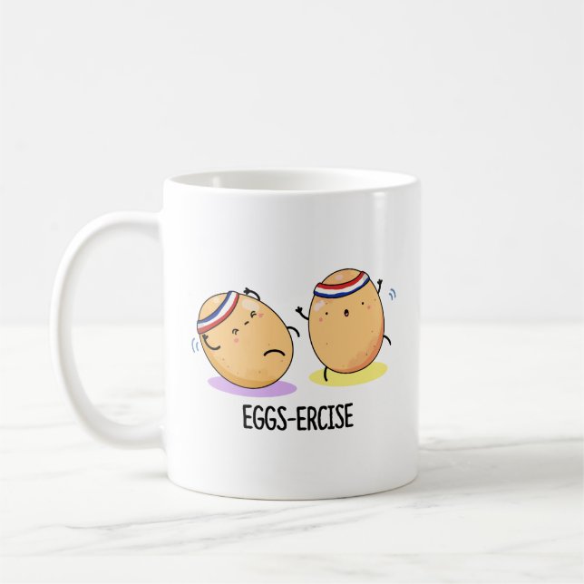 Eggs-ercise Funny Aerobic Eggs Pun  Coffee Mug (Left)
