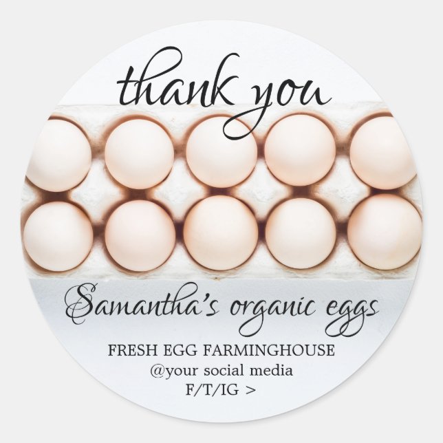 Eggs from organic chicken farm classic round sticker (Front)