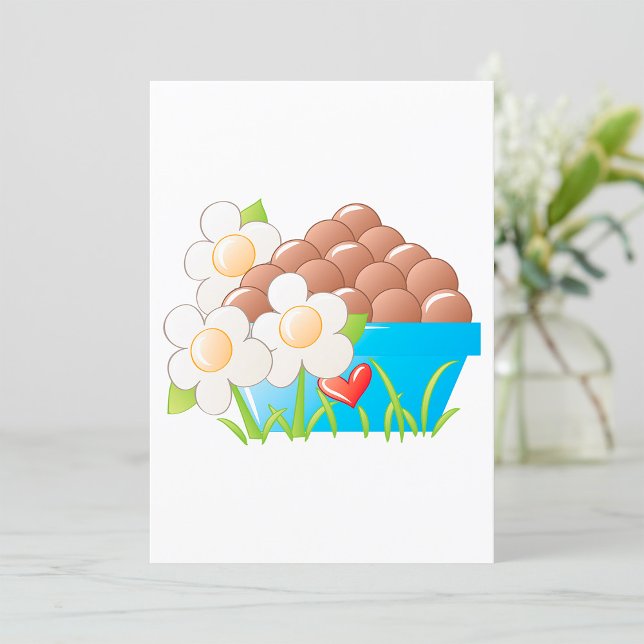 Eggs in Blue Bowl with Flowers and Heart Invitation (Creator Uploaded)