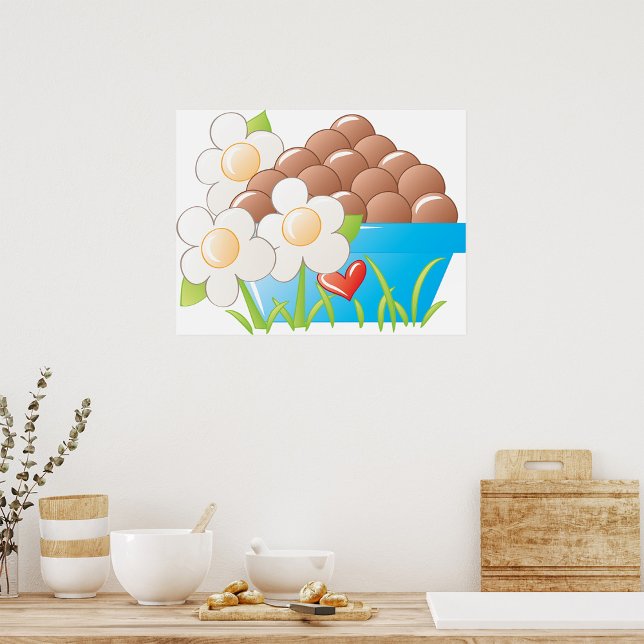 Eggs in Blue Bowl with Flowers and Heart Poster (Creator Uploaded)