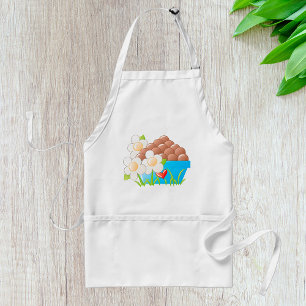 Eggs in Blue Bowl with Flowers and Heart Standard Apron