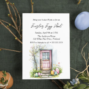 Eggs In Front Of The Door Easter Egg Hunt Invitation