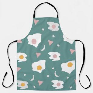 Eggs Moon Stars Dinner Pattern Green Apron