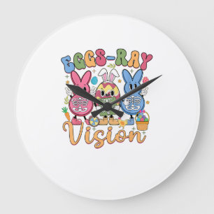 Eggs Ray Vision Happy Easter Day Xray Technician R Large Clock