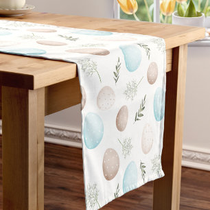 Eggs Spring Blue Beige Easter Linen Table Runner