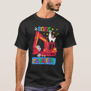 Eggscavator Easter Bunny Llama On Excavator Huntin T-Shirt