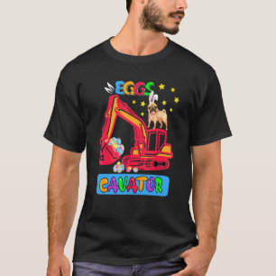 Eggscavator Easter Bunny Pug Dog On Excavator Hunt T-Shirt