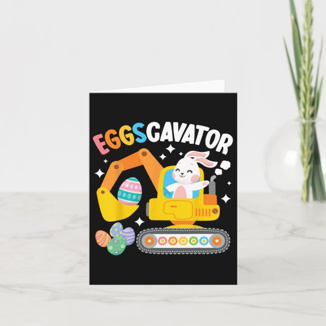 Eggscavator Easter Egg Hunt Construction Truck Tod Card (Front)