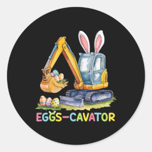 Eggscavator Easter Egg Hunt Construction Trucks Bo Classic Round Sticker