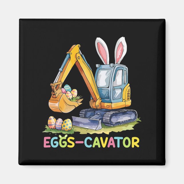 Eggscavator Easter Egg Hunt Construction Trucks Bo Magnet (Front)