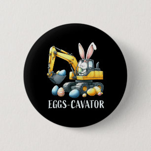 Eggscavator Easter Egg Hunt Construction Trucks To 6 Cm Round Badge