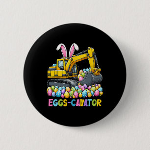 Eggscavator Easter Egg Hunt Construction Trucks To 6 Cm Round Badge