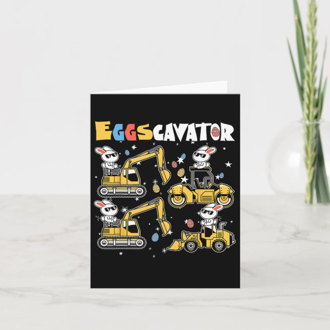 Eggscavator Easter Egg Hunt Construction Trucks To Card (Front)