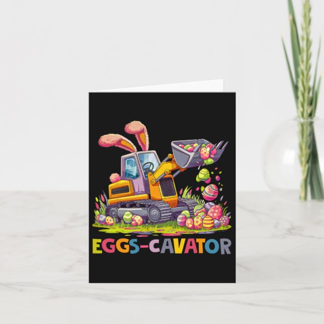 Eggscavator Easter Egg Hunt Construction Trucks To Card (Front)