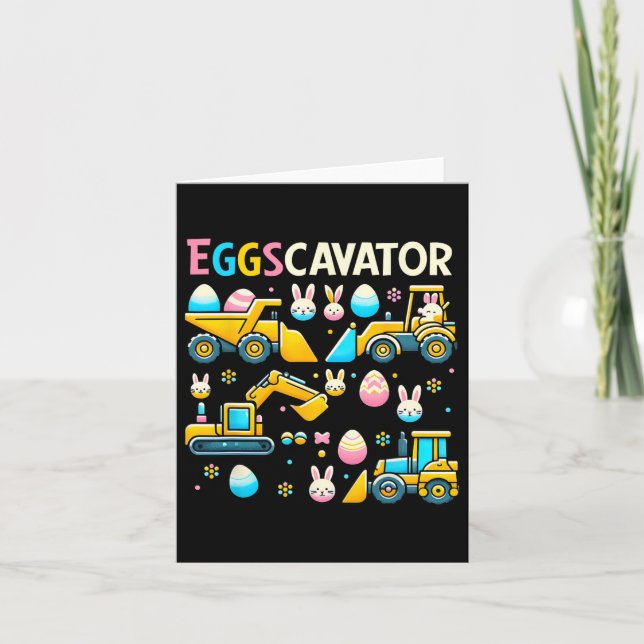 Eggscavator Easter Egg Hunt Construction Trucks To Card (Front)