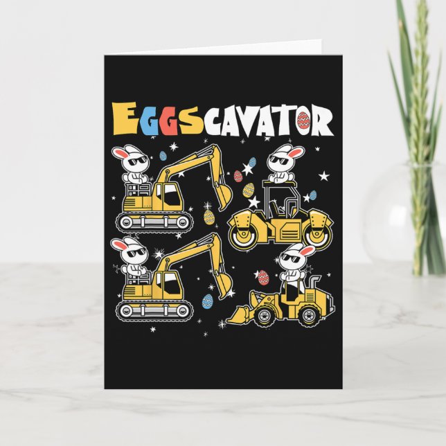 Eggscavator Easter Egg Hunt Construction Trucks To Card (Front)