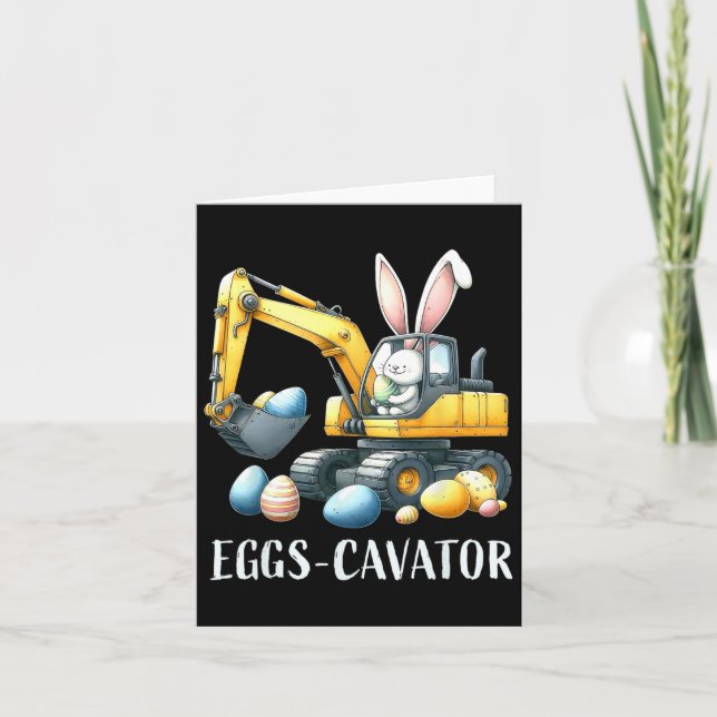 Eggscavator Easter Egg Hunt Construction Trucks To Card (Front)